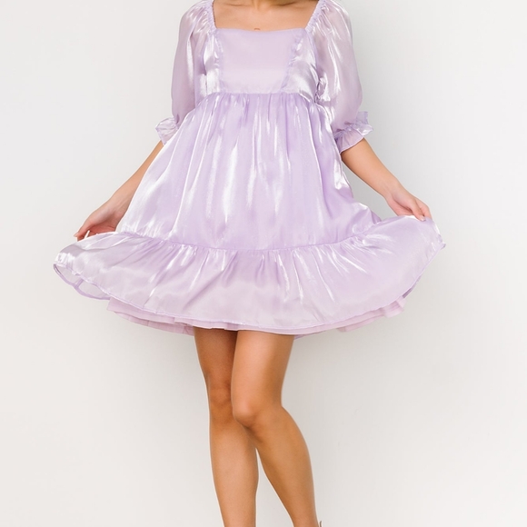 NWT - Babydoll Lilac Mini Dress Baltic Born - Picture 2 of 5